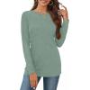 image:imageCHICGAL Women Long Sleeve Shirts Casual Dressy Crew Neck Soft Basic Tee Loose Fit Tunic TopsLight Green
