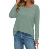 image:imageCHICGAL Women Long Sleeve Shirts Casual Dressy Crew Neck Soft Basic Tee Loose Fit Tunic TopsLight Green