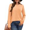 image:imageCHICGAL Women Long Sleeve Shirts Casual Dressy Crew Neck Soft Basic Tee Loose Fit Tunic TopsLight Orange