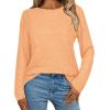 image:imageCHICGAL Women Long Sleeve Shirts Casual Dressy Crew Neck Soft Basic Tee Loose Fit Tunic TopsLight Orange
