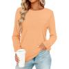 image:imageCHICGAL Women Long Sleeve Shirts Casual Dressy Crew Neck Soft Basic Tee Loose Fit Tunic TopsLight Orange