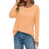 image:imageCHICGAL Women Long Sleeve Shirts Casual Dressy Crew Neck Soft Basic Tee Loose Fit Tunic TopsLight Orange