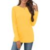 image:imageCHICGAL Women Long Sleeve Shirts Casual Dressy Crew Neck Soft Basic Tee Loose Fit Tunic TopsLight Yellow