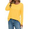image:imageCHICGAL Women Long Sleeve Shirts Casual Dressy Crew Neck Soft Basic Tee Loose Fit Tunic TopsLight Yellow