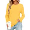image:imageCHICGAL Women Long Sleeve Shirts Casual Dressy Crew Neck Soft Basic Tee Loose Fit Tunic TopsLight Yellow