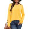 image:imageCHICGAL Women Long Sleeve Shirts Casual Dressy Crew Neck Soft Basic Tee Loose Fit Tunic TopsLight Yellow