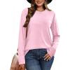 image:imageCHICGAL Women Long Sleeve Shirts Casual Dressy Crew Neck Soft Basic Tee Loose Fit Tunic TopsPink