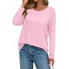 image:imageCHICGAL Women Long Sleeve Shirts Casual Dressy Crew Neck Soft Basic Tee Loose Fit Tunic TopsPink