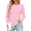 image:imageCHICGAL Women Long Sleeve Shirts Casual Dressy Crew Neck Soft Basic Tee Loose Fit Tunic TopsPink