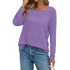 image:imageCHICGAL Women Long Sleeve Shirts Casual Dressy Crew Neck Soft Basic Tee Loose Fit Tunic TopsPurple