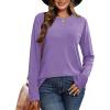 image:imageCHICGAL Women Long Sleeve Shirts Casual Dressy Crew Neck Soft Basic Tee Loose Fit Tunic TopsPurple