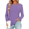 image:imageCHICGAL Women Long Sleeve Shirts Casual Dressy Crew Neck Soft Basic Tee Loose Fit Tunic TopsPurple