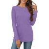 image:imageCHICGAL Women Long Sleeve Shirts Casual Dressy Crew Neck Soft Basic Tee Loose Fit Tunic TopsPurple