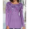 image:imageCHICGAL Women Long Sleeve Shirts Casual Dressy Crew Neck Soft Basic Tee Loose Fit Tunic TopsPurple Floral