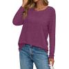 image:imageCHICGAL Women Long Sleeve Shirts Casual Dressy Crew Neck Soft Basic Tee Loose Fit Tunic TopsPurple Wine Red