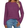 image:imageCHICGAL Women Long Sleeve Shirts Casual Dressy Crew Neck Soft Basic Tee Loose Fit Tunic TopsPurple Wine Red