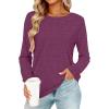 image:imageCHICGAL Women Long Sleeve Shirts Casual Dressy Crew Neck Soft Basic Tee Loose Fit Tunic TopsPurple Wine Red