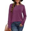image:imageCHICGAL Women Long Sleeve Shirts Casual Dressy Crew Neck Soft Basic Tee Loose Fit Tunic TopsPurple Wine Red