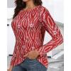 image:imageCHICGAL Women Long Sleeve Shirts Casual Dressy Crew Neck Soft Basic Tee Loose Fit Tunic TopsRed Pattern