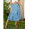 image:imageBerydress Midi Skirt for Women with Pockets 2025 High Waist A Line Casual Summer Boho Flowy Tiered Ruffle Beach SkirtsBlue Floral