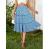 image:imageBerydress Midi Skirt for Women with Pockets 2025 High Waist A Line Casual Summer Boho Flowy Tiered Ruffle Beach SkirtsBlue Floral