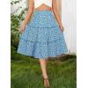 image:imageBerydress Midi Skirt for Women with Pockets 2025 High Waist A Line Casual Summer Boho Flowy Tiered Ruffle Beach SkirtsBlue Floral