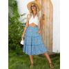 image:imageBerydress Midi Skirt for Women with Pockets 2025 High Waist A Line Casual Summer Boho Flowy Tiered Ruffle Beach SkirtsBlue Floral