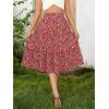 image:imageBerydress Midi Skirt for Women with Pockets 2025 High Waist A Line Casual Summer Boho Flowy Tiered Ruffle Beach SkirtsRed Floral
