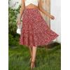 image:imageBerydress Midi Skirt for Women with Pockets 2025 High Waist A Line Casual Summer Boho Flowy Tiered Ruffle Beach SkirtsRed Floral