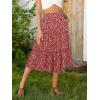 image:imageBerydress Midi Skirt for Women with Pockets 2025 High Waist A Line Casual Summer Boho Flowy Tiered Ruffle Beach SkirtsRed Floral