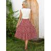 image:imageBerydress Midi Skirt for Women with Pockets 2025 High Waist A Line Casual Summer Boho Flowy Tiered Ruffle Beach SkirtsRed Floral