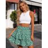 image:imageBerydress Ruffle Mini Skirts for Women 2025 High Waist Flowy Summer Vacation Casual Beach Boho Tiered Short SkirtGreen Floral
