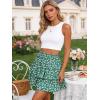 image:imageBerydress Ruffle Mini Skirts for Women 2025 High Waist Flowy Summer Vacation Casual Beach Boho Tiered Short SkirtGreen Floral