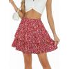 image:imageBerydress Ruffle Mini Skirts for Women 2025 High Waist Flowy Summer Vacation Casual Beach Boho Tiered Short SkirtRed Floral