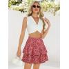 image:imageBerydress Ruffle Mini Skirts for Women 2025 High Waist Flowy Summer Vacation Casual Beach Boho Tiered Short SkirtRed Floral