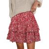 image:imageBerydress Ruffle Mini Skirts for Women 2025 High Waist Flowy Summer Vacation Casual Beach Boho Tiered Short SkirtRed Floral