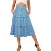 image:imageBerydress Midi Skirt for Women with Pockets 2025 High Waist A Line Casual Summer Boho Flowy Tiered Ruffle Beach SkirtsBlue Floral