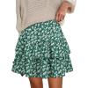 image:imageBerydress Ruffle Mini Skirts for Women 2025 High Waist Flowy Summer Vacation Casual Beach Boho Tiered Short SkirtGreen Floral