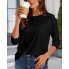 image:imageCHICGAL Women 34 Sleeve Shirts Casual Dressy Crew Neck Tunic Tops Basic Blouse Loose FitA Black