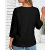 image:imageCHICGAL Women 34 Sleeve Shirts Casual Dressy Crew Neck Tunic Tops Basic Blouse Loose FitA Black