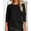 image:imageCHICGAL Women 34 Sleeve Shirts Casual Dressy Crew Neck Tunic Tops Basic Blouse Loose FitA Black