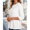 image:imageCHICGAL Women 34 Sleeve Shirts Casual Dressy Crew Neck Tunic Tops Basic Blouse Loose FitA White