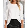 image:imageCHICGAL Women 34 Sleeve Shirts Casual Dressy Crew Neck Tunic Tops Basic Blouse Loose FitA White