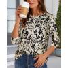 image:imageCHICGAL Women 34 Sleeve Shirts Casual Dressy Crew Neck Tunic Tops Basic Blouse Loose FitApricot Floral