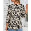 image:imageCHICGAL Women 34 Sleeve Shirts Casual Dressy Crew Neck Tunic Tops Basic Blouse Loose FitApricot Floral