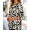 image:imageCHICGAL Women 34 Sleeve Shirts Casual Dressy Crew Neck Tunic Tops Basic Blouse Loose FitApricot Floral