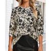 image:imageCHICGAL Women 34 Sleeve Shirts Casual Dressy Crew Neck Tunic Tops Basic Blouse Loose FitApricot Floral