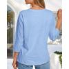 image:imageCHICGAL Women 34 Sleeve Shirts Casual Dressy Crew Neck Tunic Tops Basic Blouse Loose FitB Blue