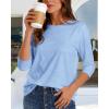 image:imageCHICGAL Women 34 Sleeve Shirts Casual Dressy Crew Neck Tunic Tops Basic Blouse Loose FitB Blue