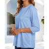image:imageCHICGAL Women 34 Sleeve Shirts Casual Dressy Crew Neck Tunic Tops Basic Blouse Loose FitB Blue